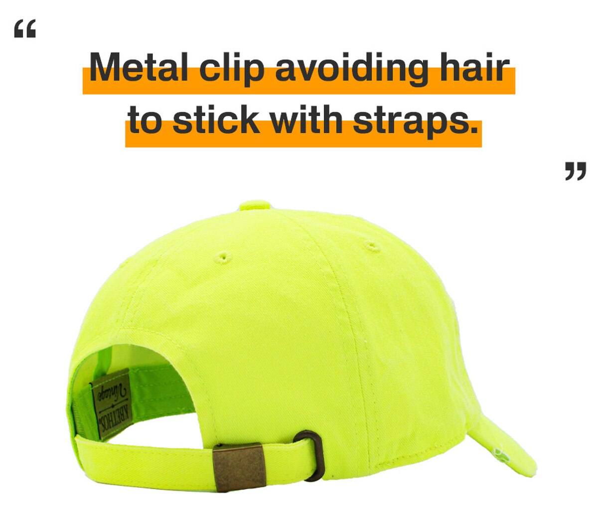 Neon Lime Distressed Vintage Baseball Cap Back Side View